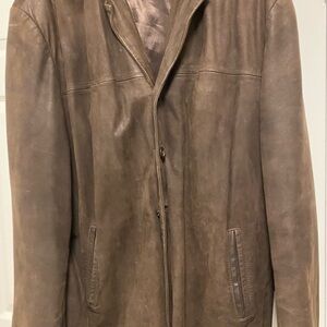 Boss Men's Tan Suede-Leather Trench Coat